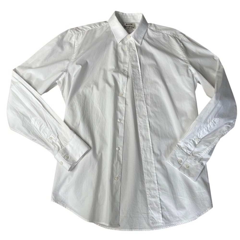 Acne Studios Jeffrey Pop Long Sleeve Classic Fit White Button Down Shirt Men 46